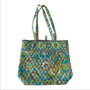 Vera Bradley Essence Tote Bag Shoulder Bag Peacock Blue & Green Purse
